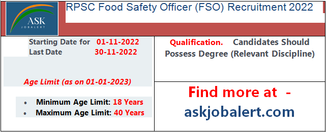 rpsc food safety officer recruitment 2022