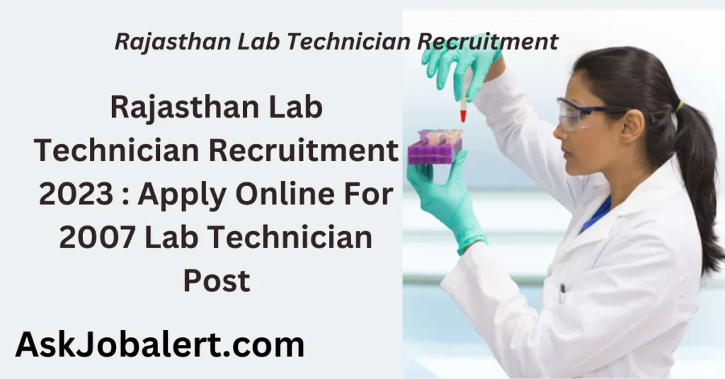 Rajasthan Lab Technician Recruitment