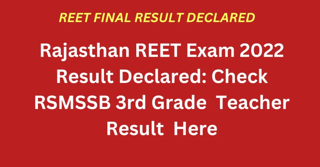 Rajasthan REET Exam 2022 Result 