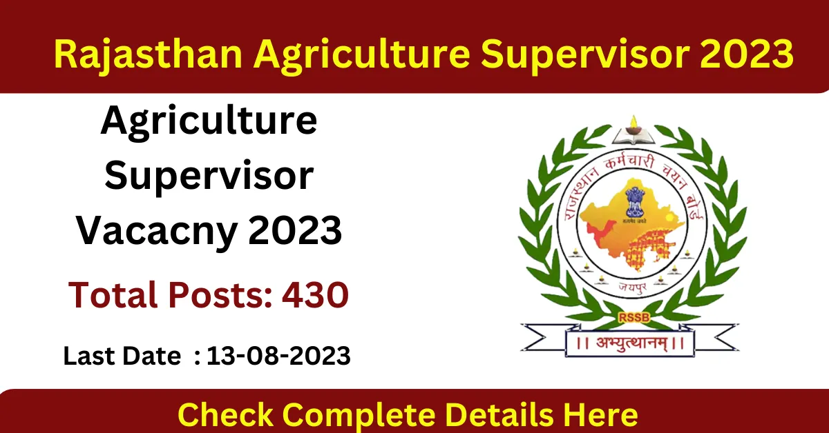 Rajasthan Agriculture Supervisor 2023 Syllabus