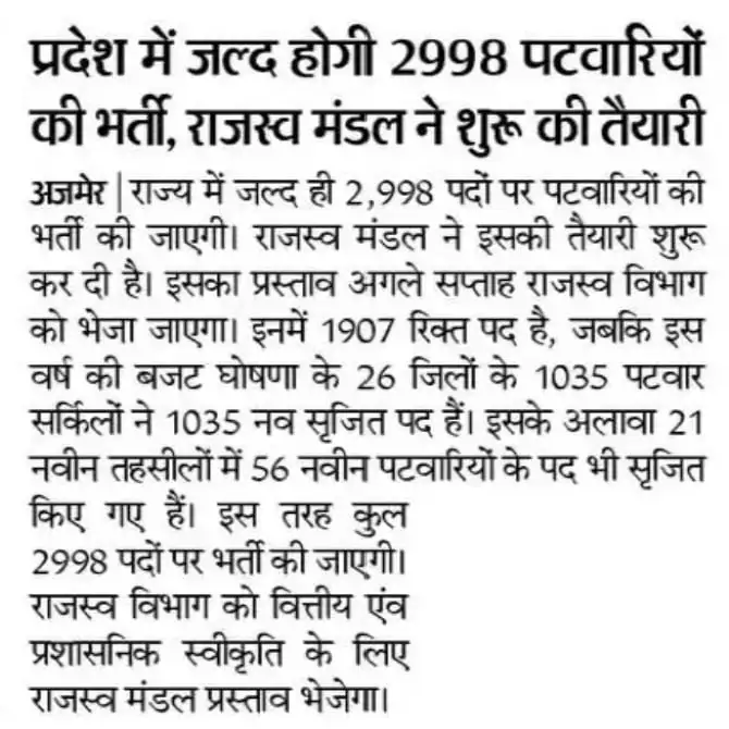 Rajasthan Patwari Recruitment 2023