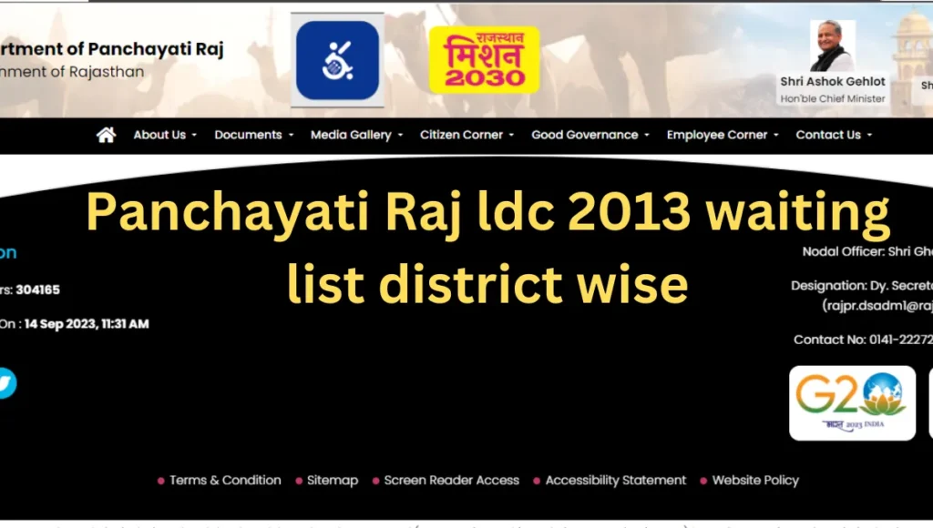 Panchayati Raj ldc 2013 waiting list district wise